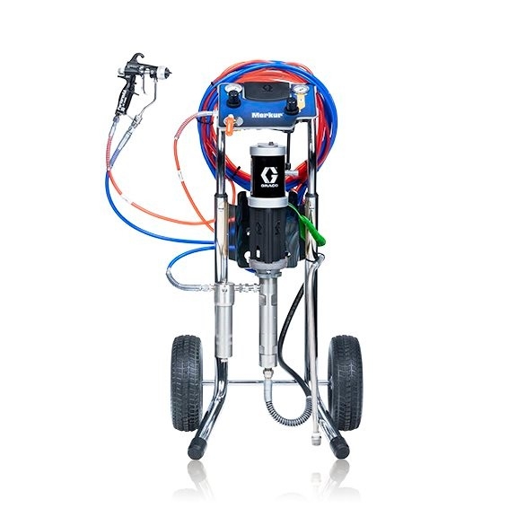 G15C29_15:1 Merkur AA Package, 0.8 gpm (3 lpm) fluid flow, Cart Mount, PerformAA 15 Gun, Pump Air Controls, Gun Air/Fluid Hose, Fluid Filter